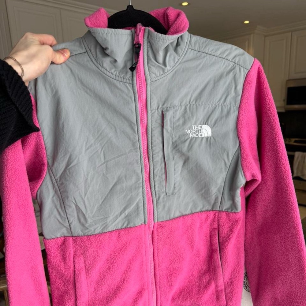The North Face Pink and Gray Denali polartech Jacket